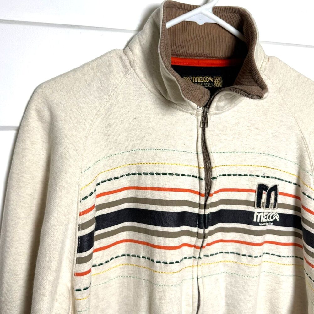Vintage Mecca USA Track Jacket XL Full Zip Striped Y2K Hip Hop Urban Streetwear